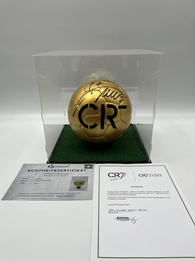 Cristiano Ronaldo Signed Portugal Soccer Ball Real Madrid Autograph Gold
