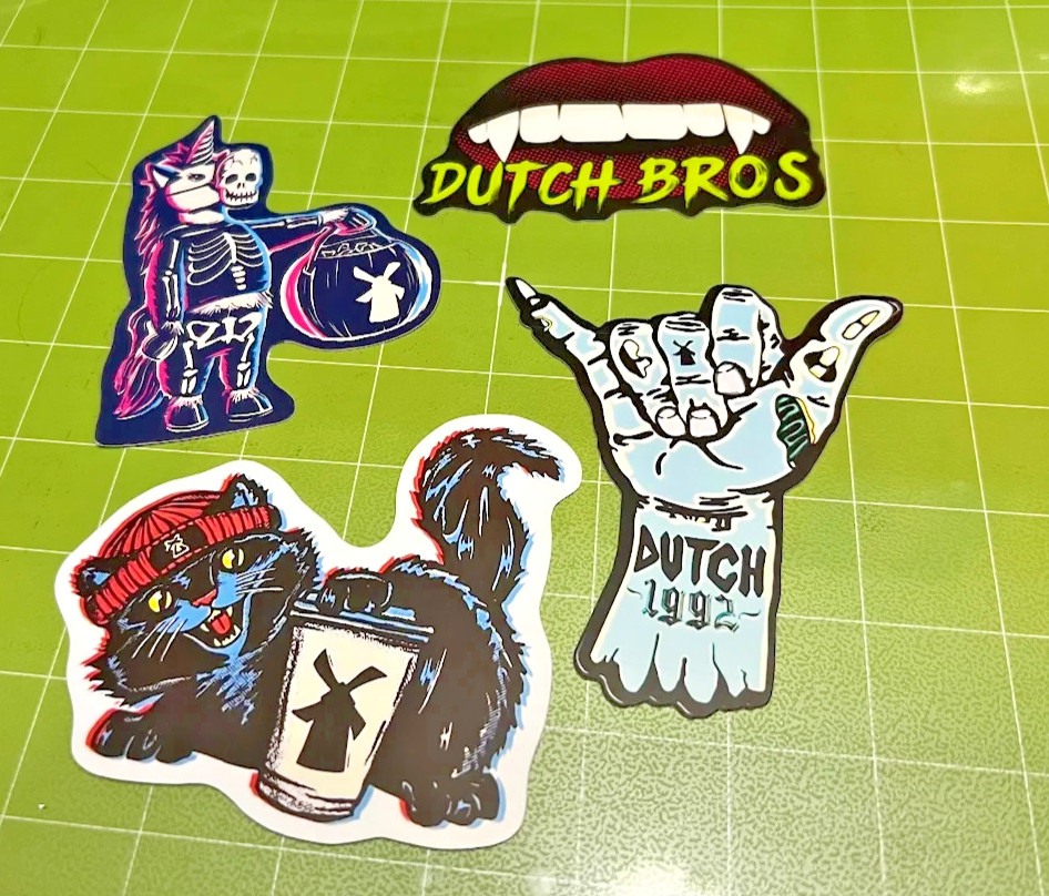 Rare Vintage Dutch Bros - Set of 4  Reproduction Stickers