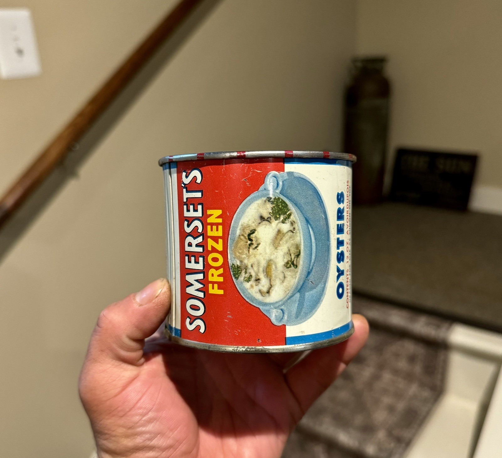 Somerset’s Frozen Oysters Deal Island Maryland MD 304 Oyster Tin Can Nice 12 Oz