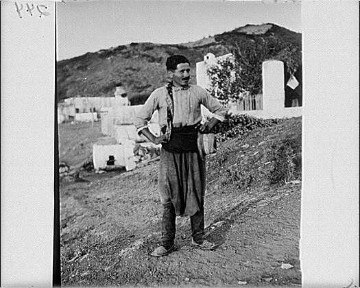 Photo:Europe 1930s Man in Village Landscape Travel Views of Europe