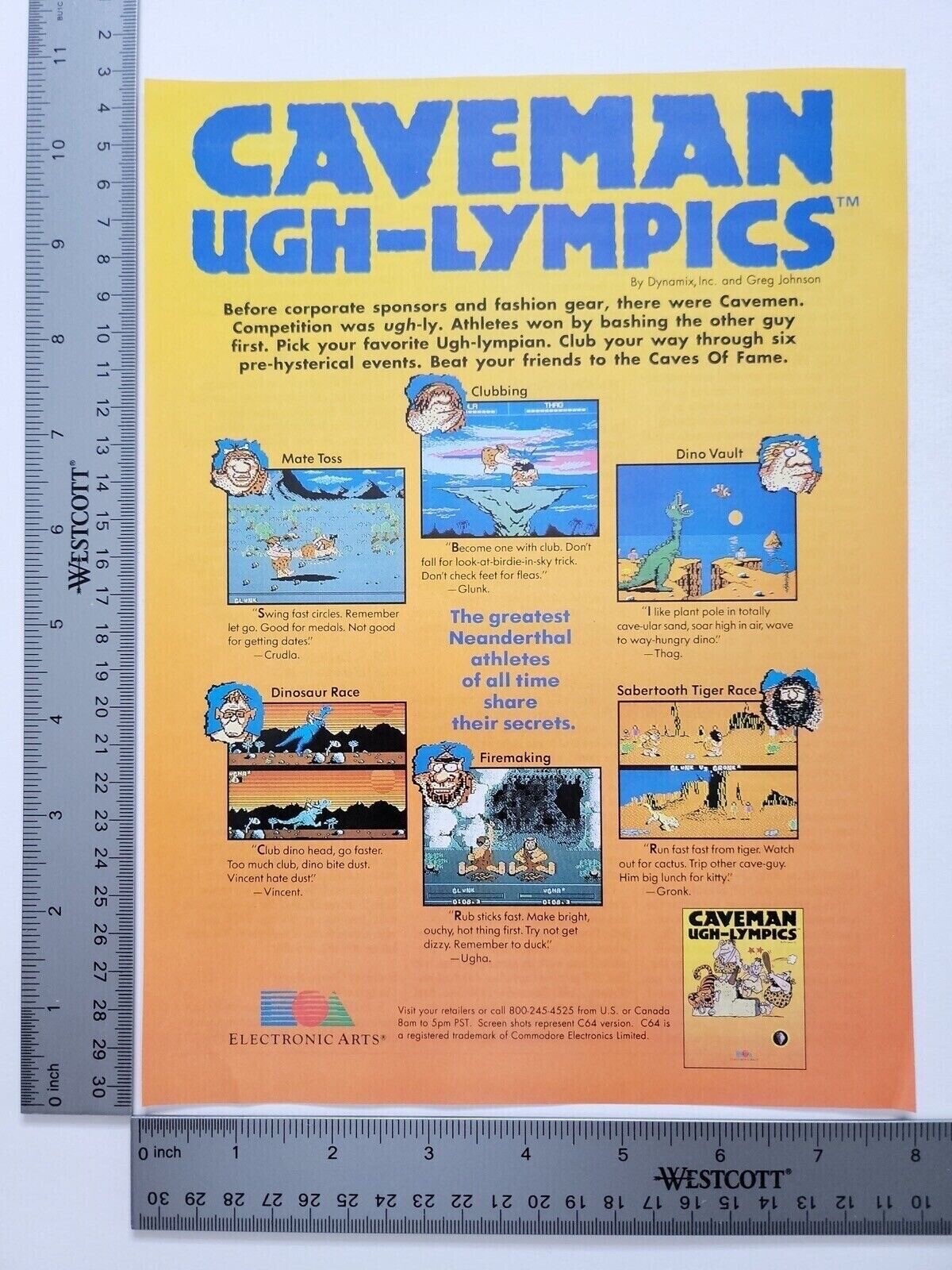 Caveman Ugh Lympics Electronic Arts Vintage Computer Print Advertisement