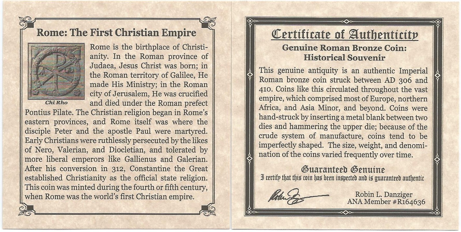 ROME: FIRST CHRISTIAN EMPIRE Bronze Coin Dynasty of Constantine Christian Gift