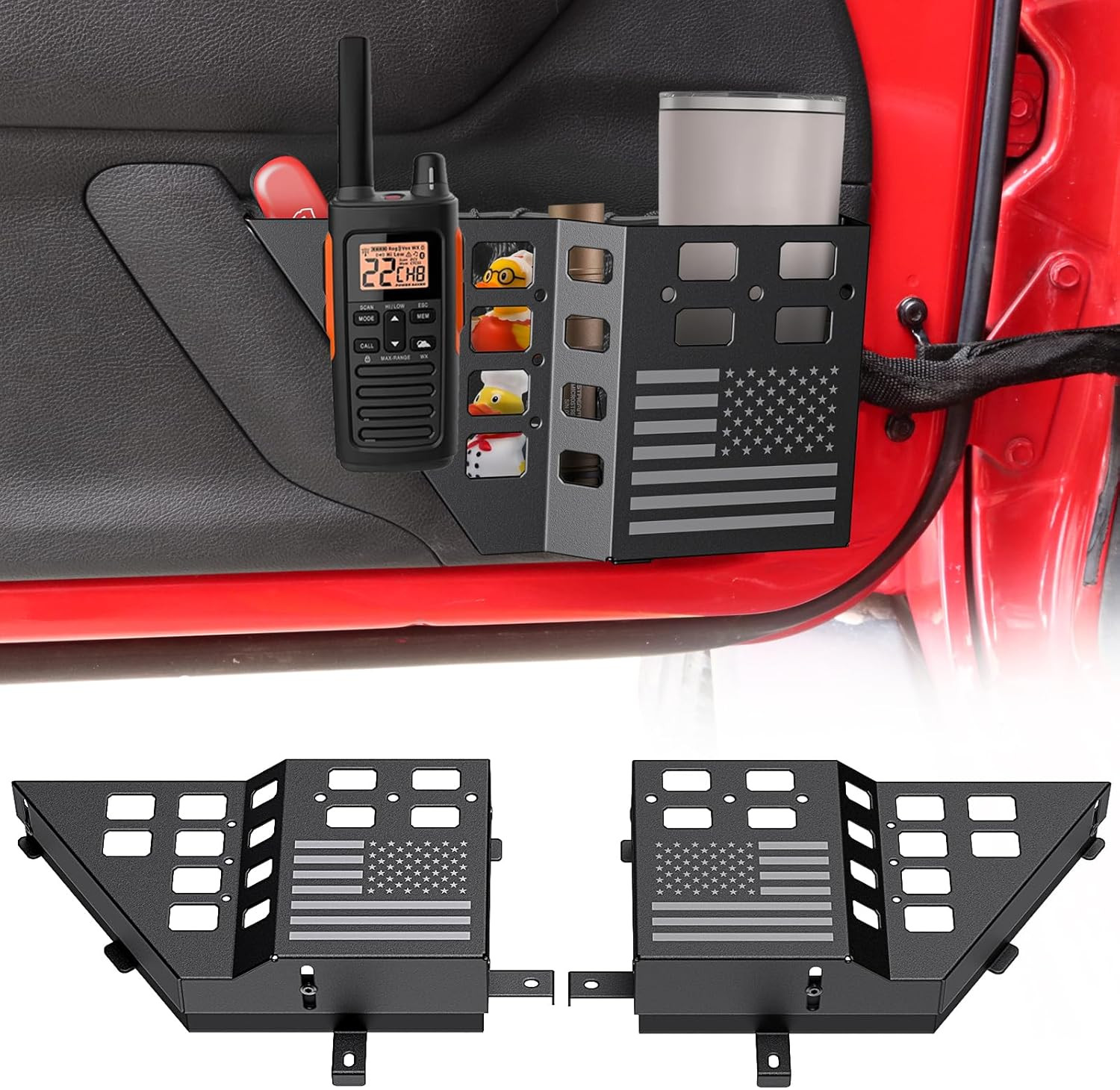 Upgraded Metal Front Door Pocket Storage Box for Jeep Wrangler JK JKU 2018 2017