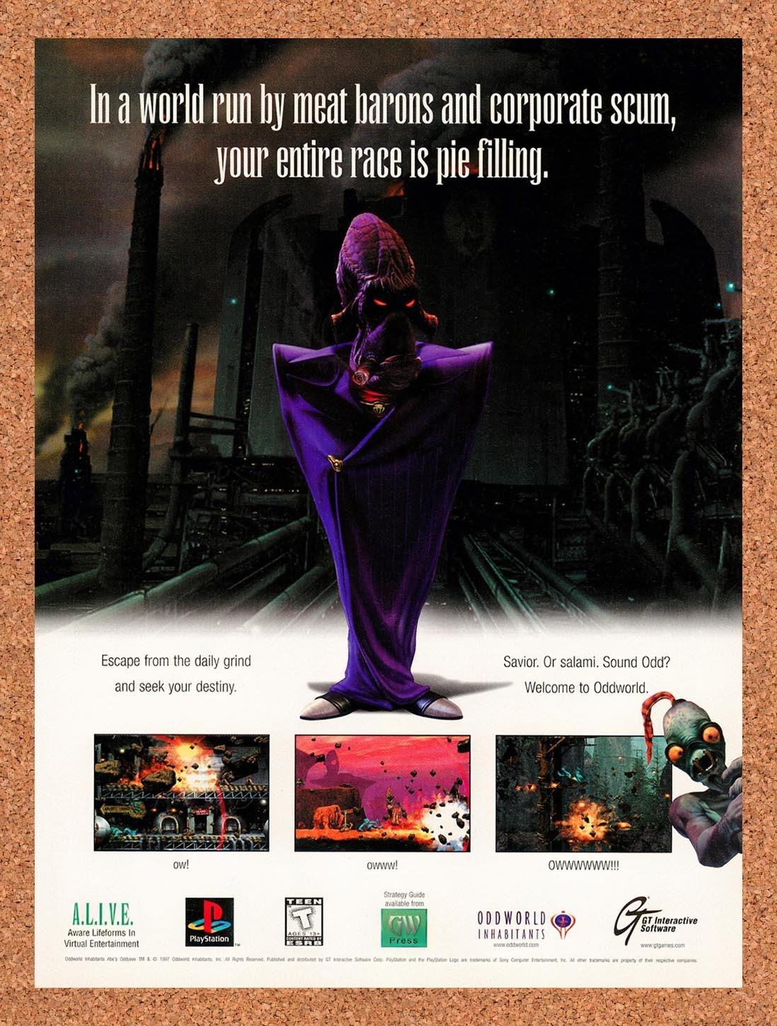 1997 Oddworld Abes Oddysee PS1 Original Advertisement / Retro Promo v10