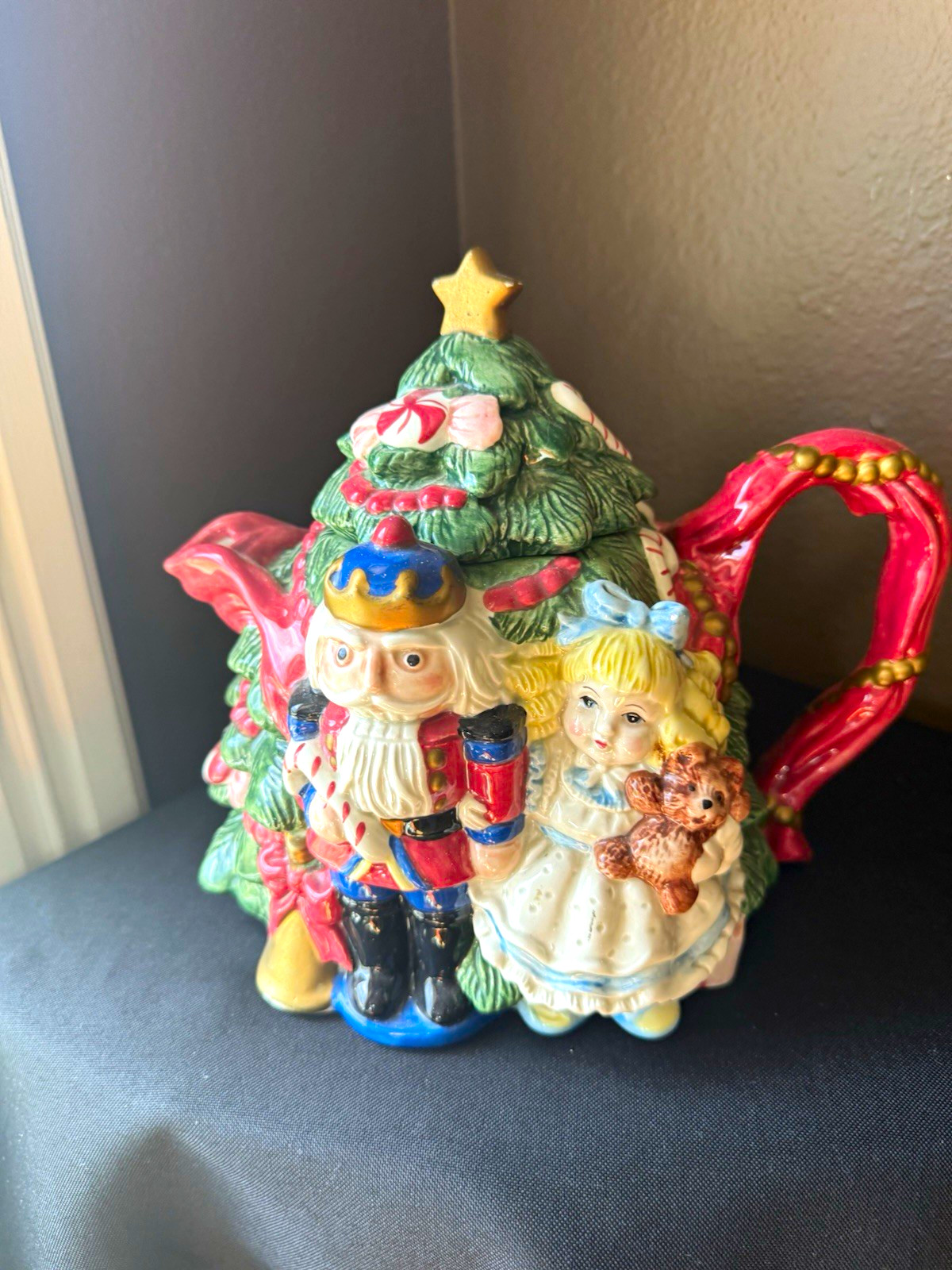 Vintage Fitz and Floyd 1992 Ceramic Nutcracker Teapot w/ Lid