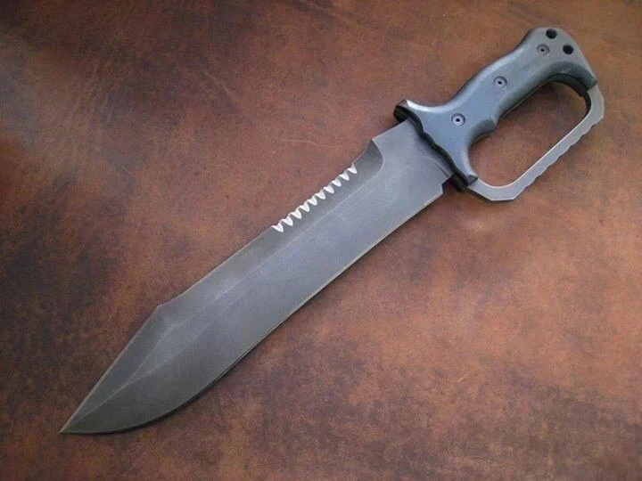 Custom Handmade Carbon Steel D-Guard Bowie Knife Hunting Camping Knife