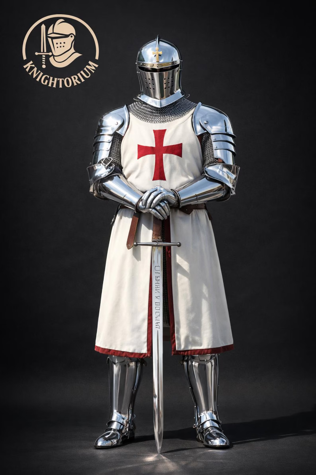 Wearable White Templar Knight Armor - Full Body Medieval Crusader Steel Armor