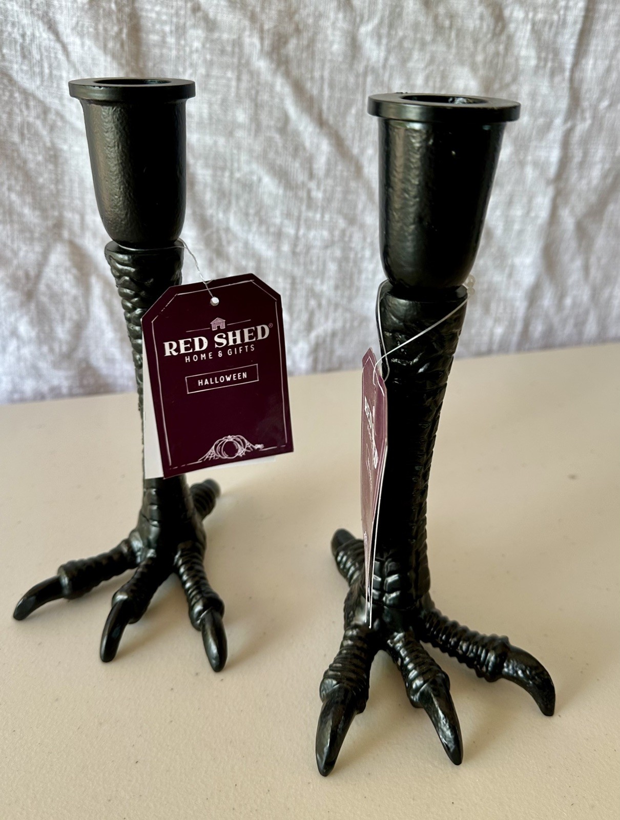 Pair of Cast Iron Claw Foot Candlesticks Candle Holders Goth Halloween NWT 8\