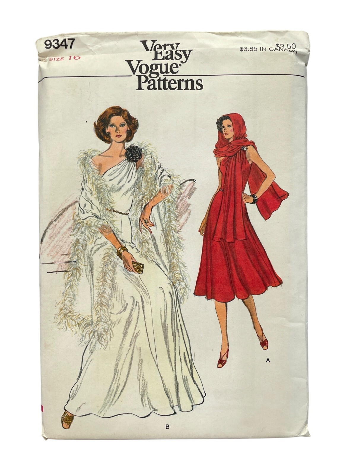 Vintage Very Easy Vogue 9347 Sewing Pattern Size 16 Evening Dress & Stole UNCUT 