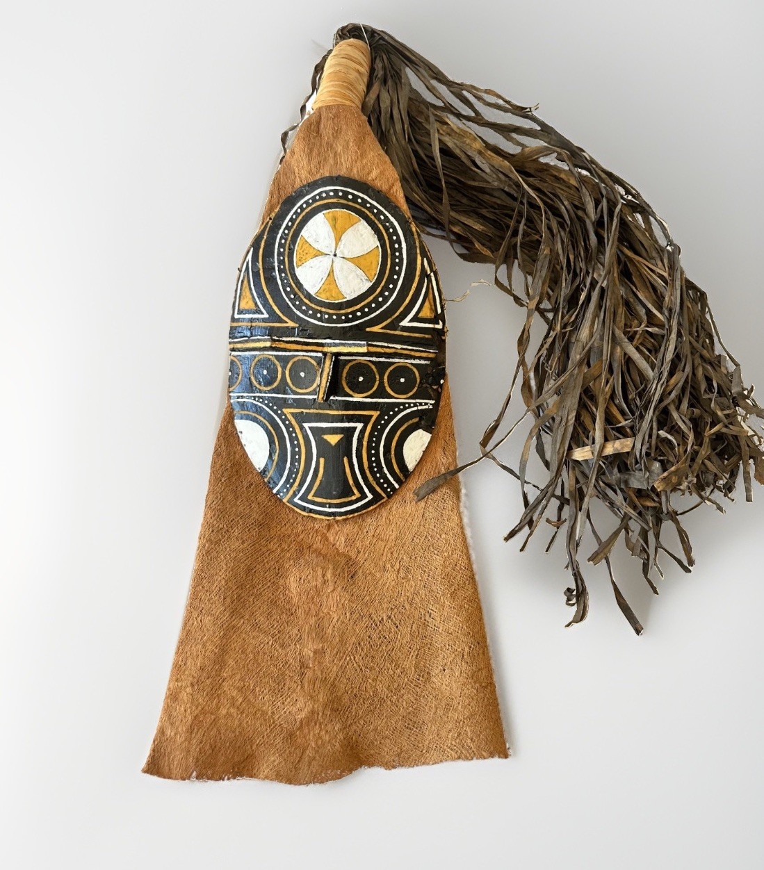 Vintage Yucuna Matapi Colombian Amazon Bark Cloth Ceremonial Dance Mask 44in