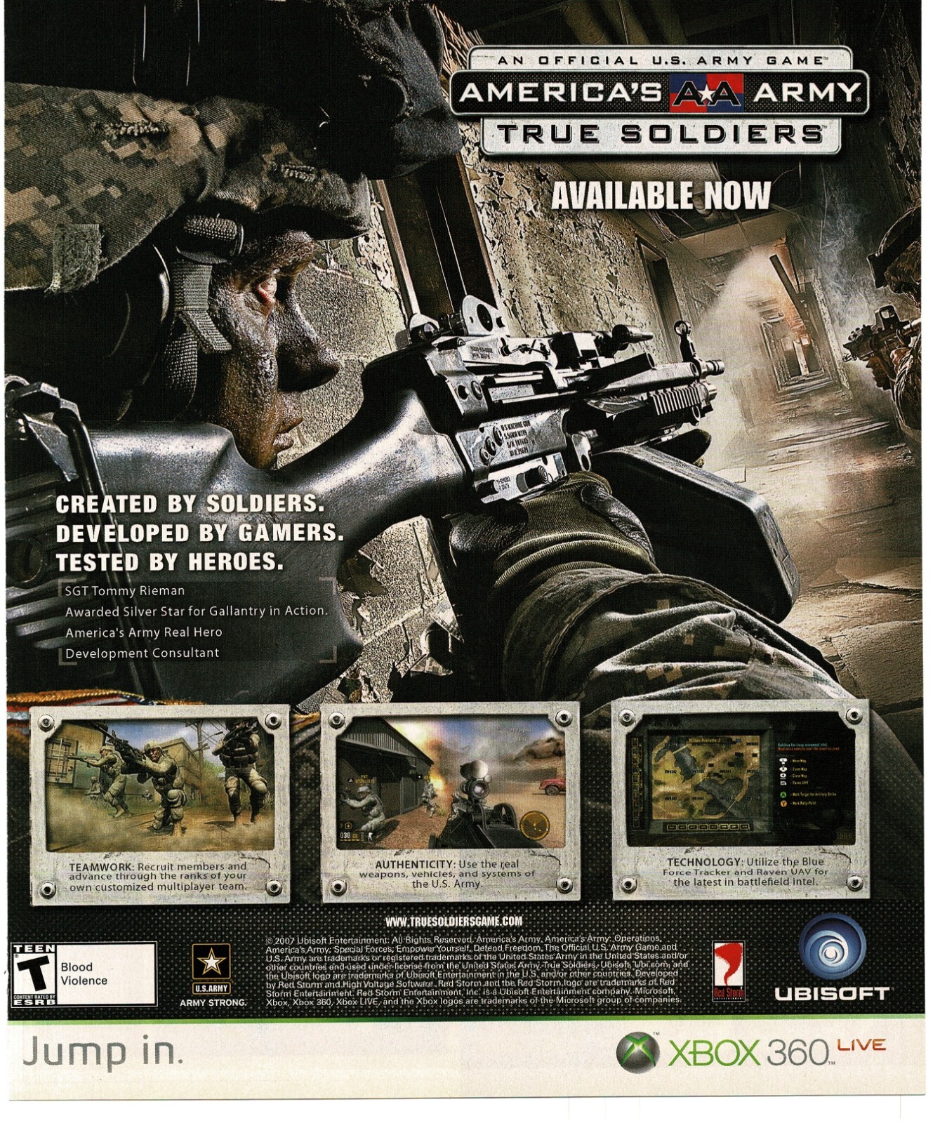 2007 America\'s Army True Soldiers Video Game Vintage Print Ad Ubisoft