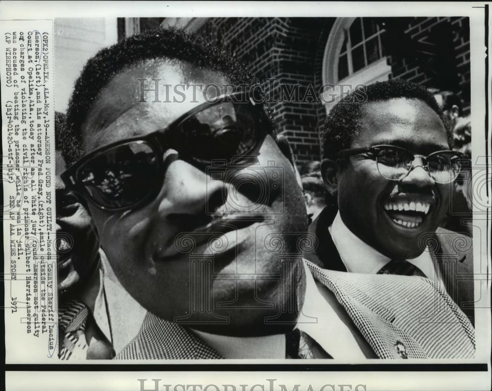 1971 Press Photo Lucius Amerson & Attorney Fred Gray Found Not Guilty