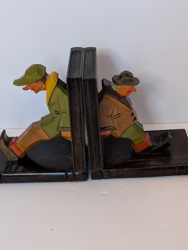 VTG Rhon Sepp's Wooden Bookends in Skilled Carving and Design Made in Germany