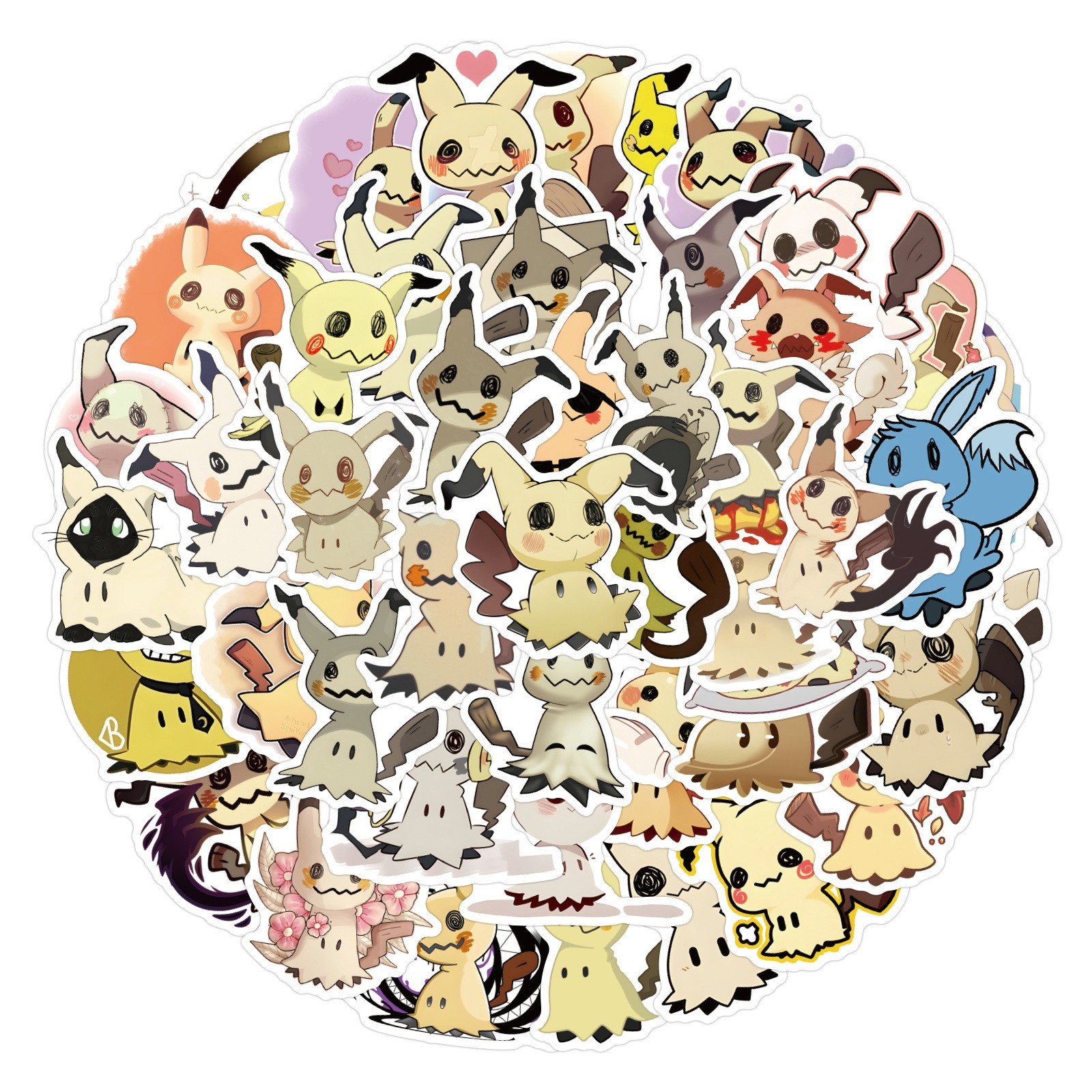 Pokemon Mimikyu Stickers 50 Pc Pack Set Decal 2 Inches Waterproof New - USA