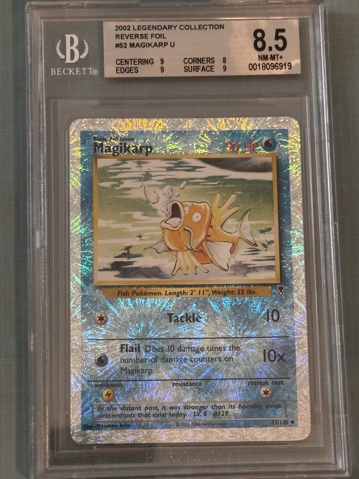 Pokemon 2002 Legendary Collection Magikarp 52/110 Reverse Holo BGS 8.5 EN