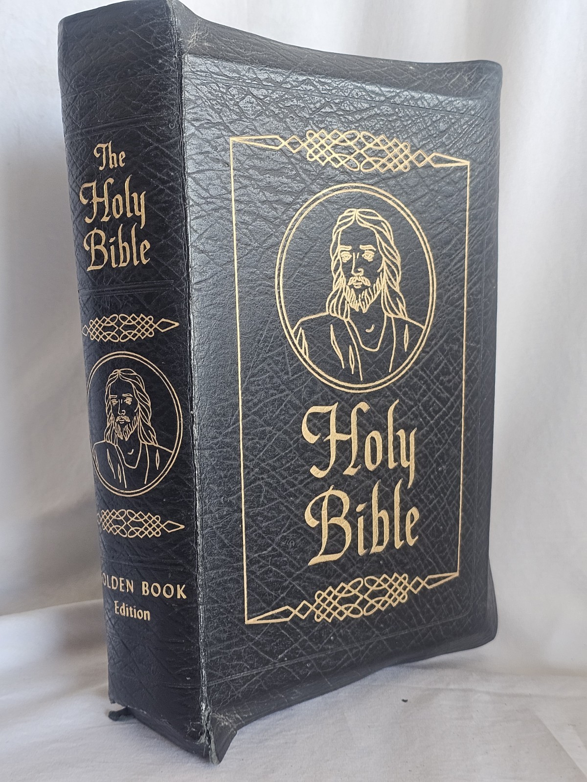 The Holy Bible Golden Book Edition 1950 Illustrated King James Leather Vintage