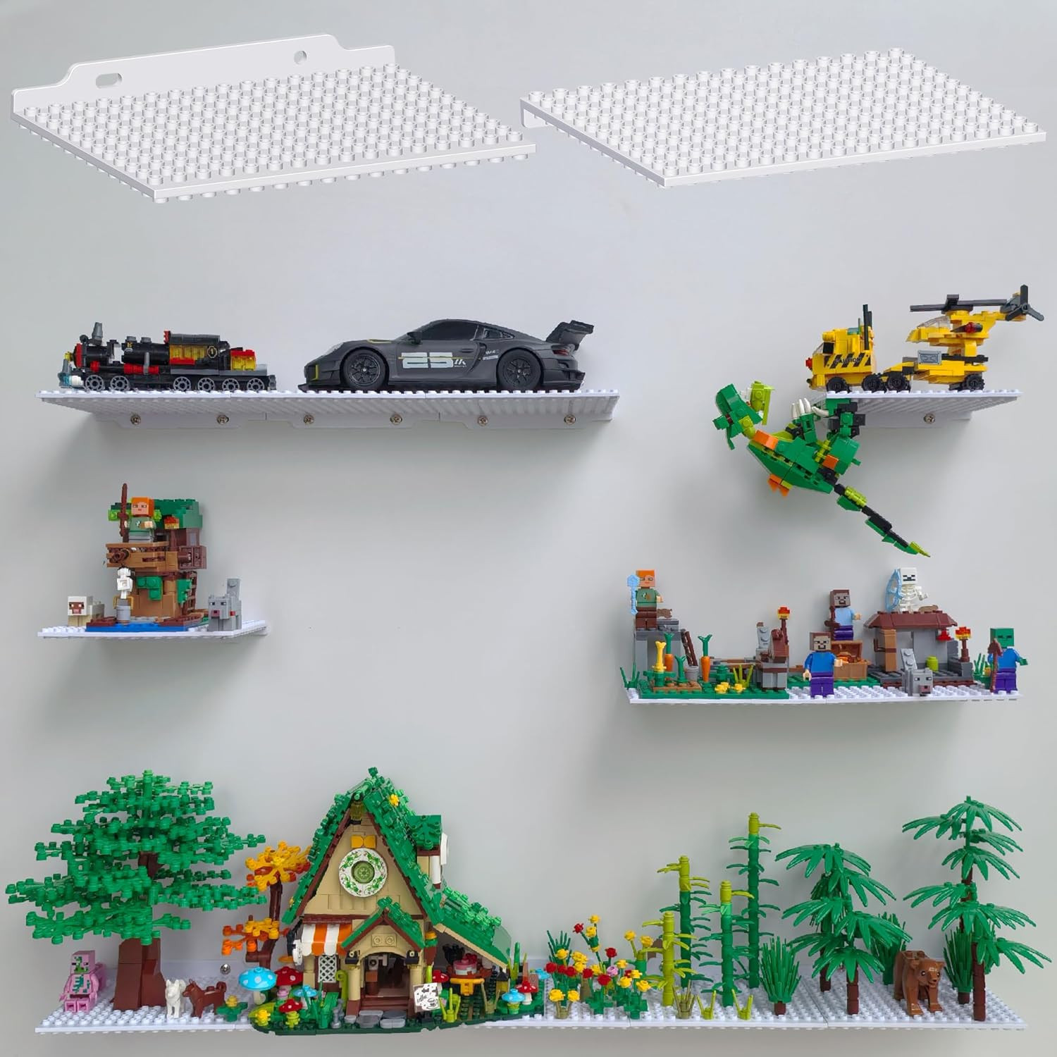 6 Pack Wall Display Shelf for Lego Standard Bricks, 4x5 inch Dual-Sided, 16x1...