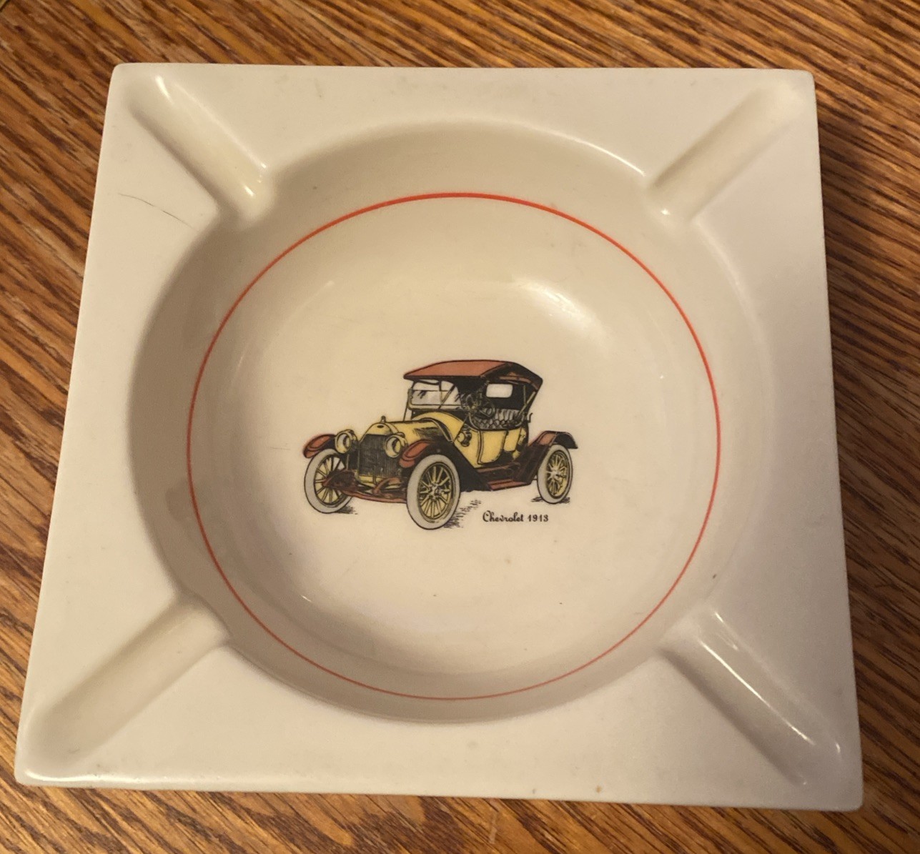 Vintag HYALYN Porcelain ASHTRAY Chevrolet 1913 CORALOX Insulation A/C Sparkplugs