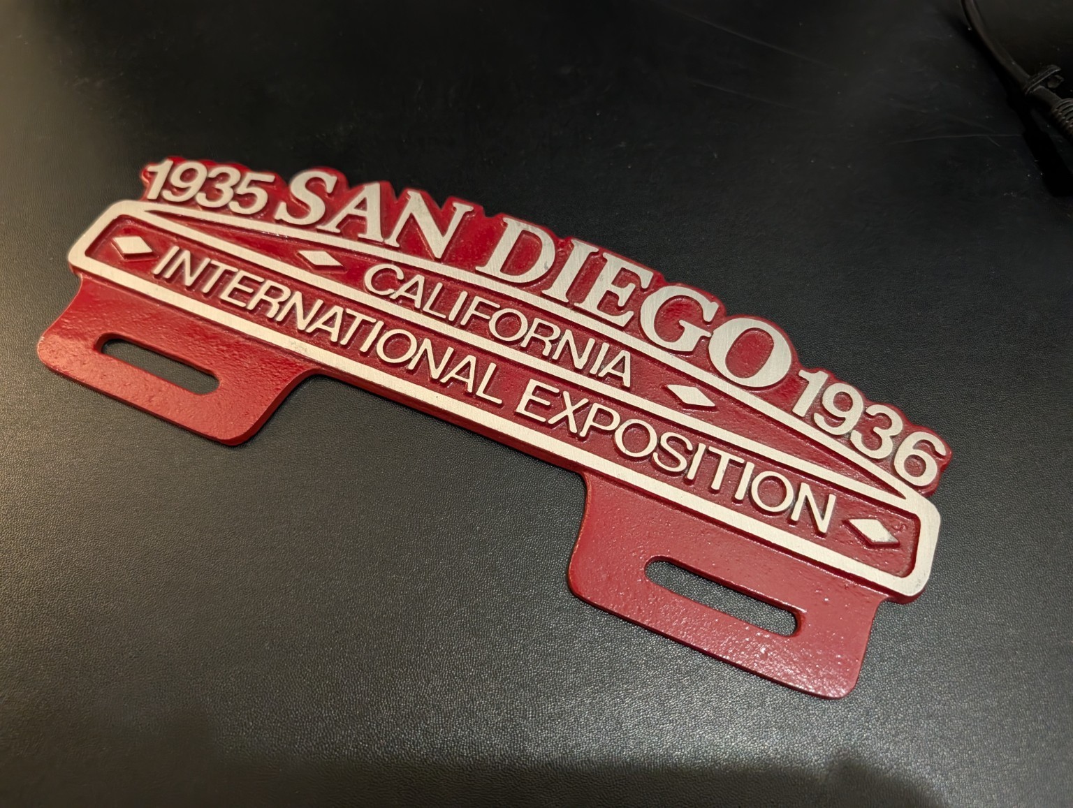 1935 1936 San Diego California International Exposition License Plate Topper