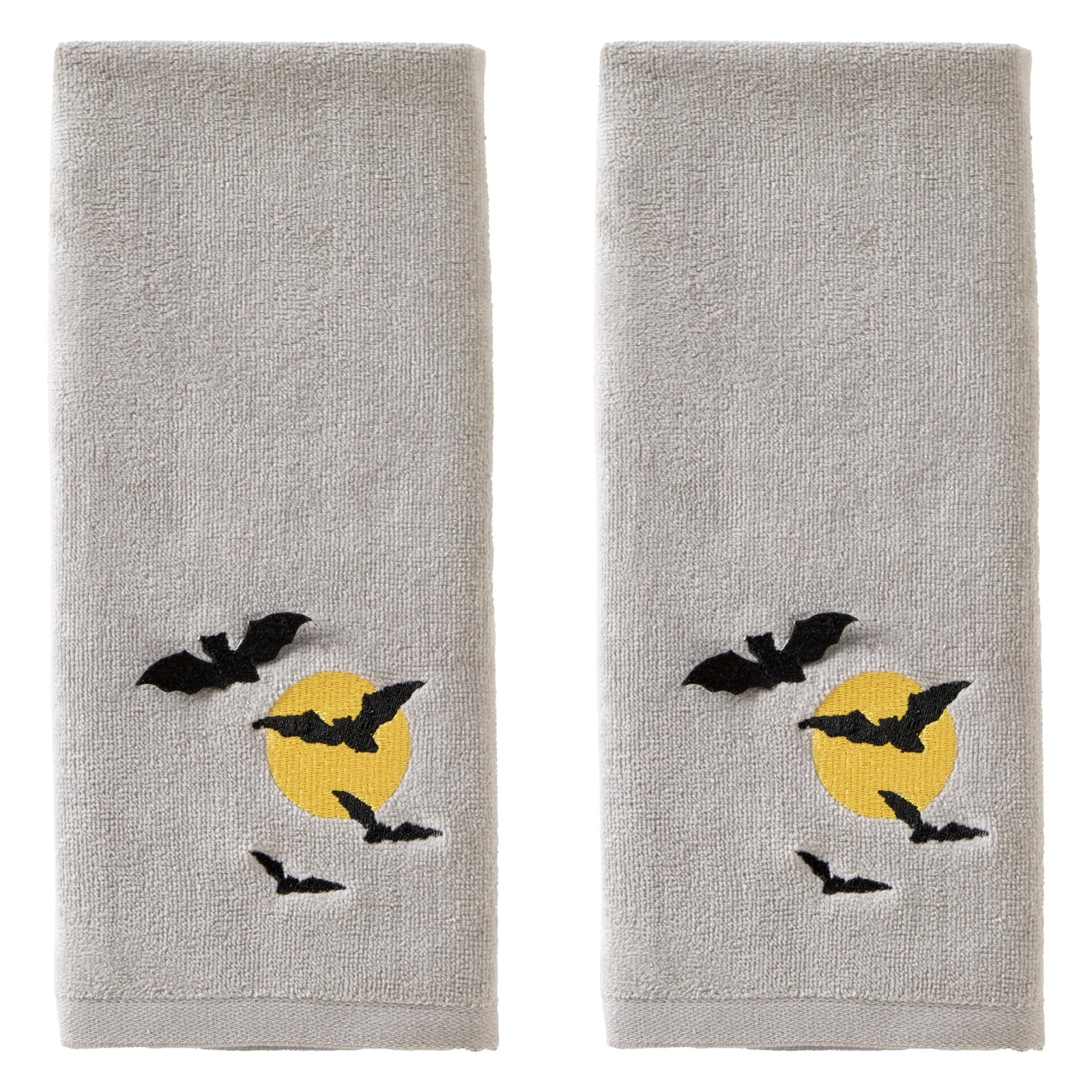 SKL Home Halloween Full Moon Flight Hand Towel Set 2pc 100% Cotton Gray