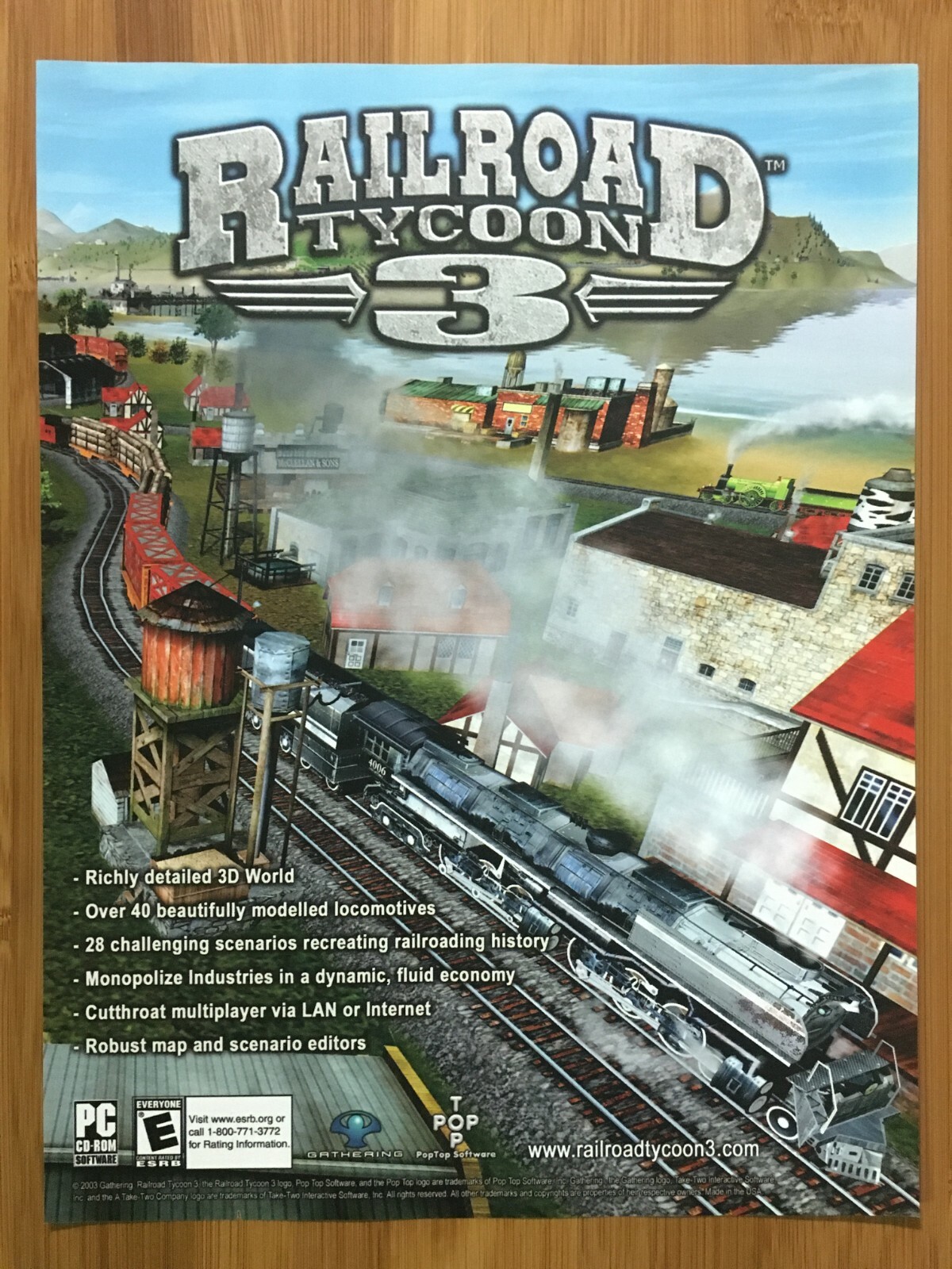 Railroad Tycoon 3 PC 2003 Vintage Video Game Print Ad/Poster Official Promo Art