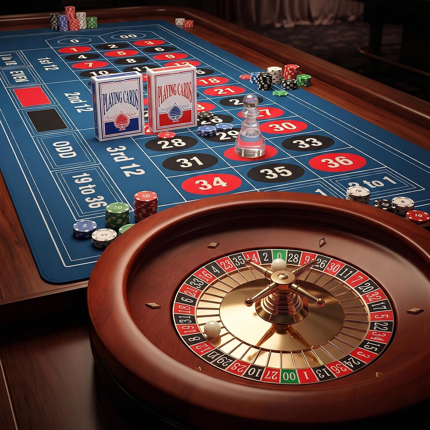 11” Roulette Wheel Set with 47.2 * 23.6” Table Layout Felt