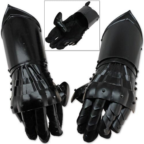 Medieval Conquest Armor Gauntlets Black Gloves