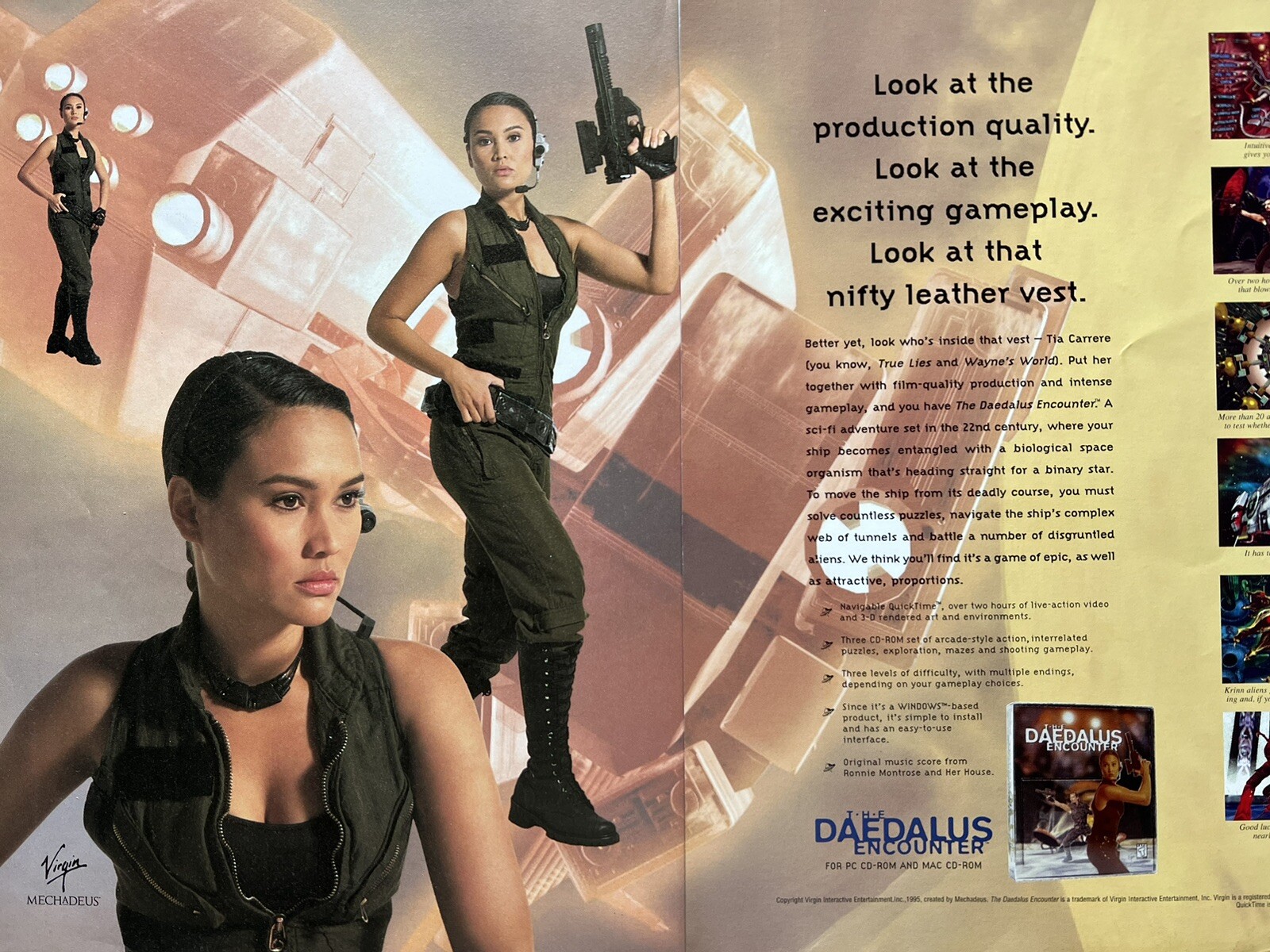 The Daedalus Encounter 1995 Orig 2-Pg Print Ad Tia Carrere 40x27cm 3DO NEX 05