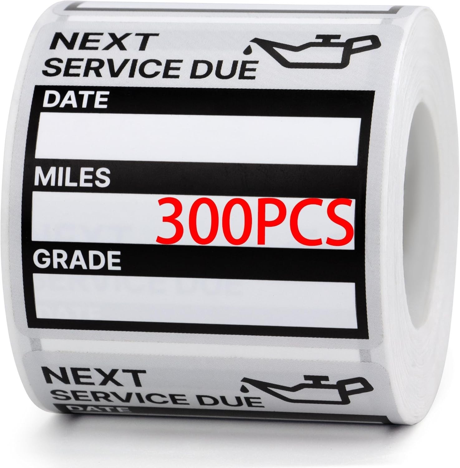 300 Pcs 2”x2” Oil Change Vinyl Stickers - Next Service Reminder Labels