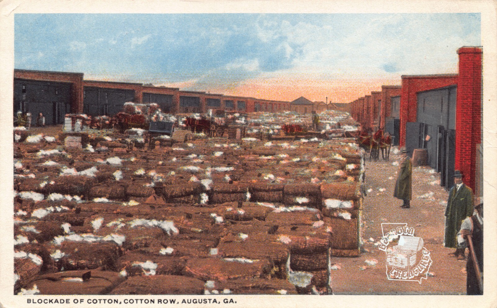GA~GEORGIA~AUGUSTA~BLOCKADE OF COTTON ON COTTON ROW~C.1920