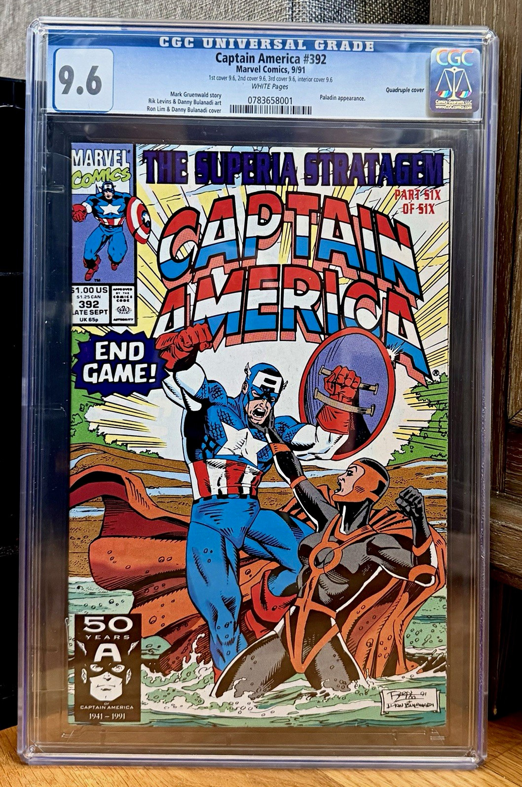 Quadruple Cover Captain America #392 (CGC 9.6 WP) All 4 Covers Graded at 9.6