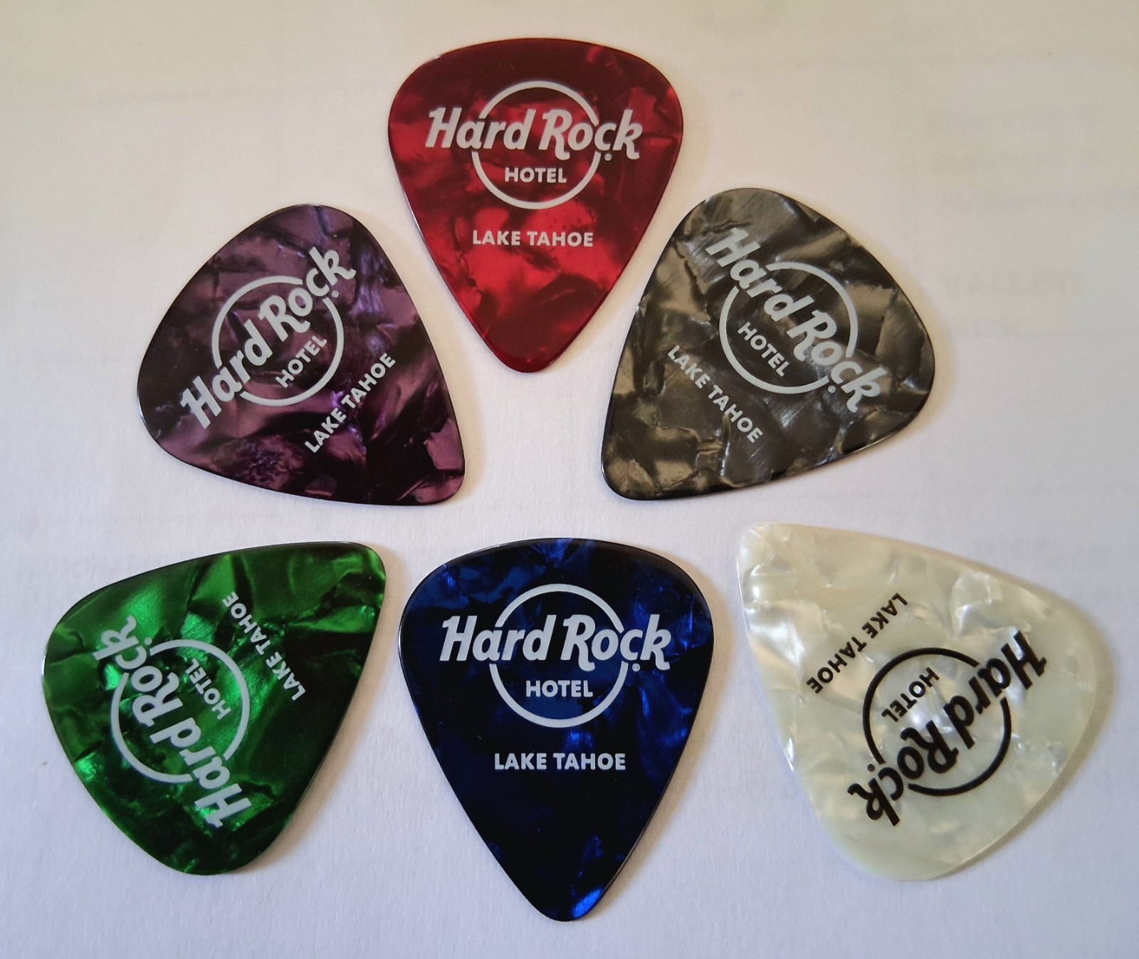 HARD ROCK CAFE / HOTEL LAKE TAHOE GUITAR PICK SET (6 PC SET) MULTI COLORS