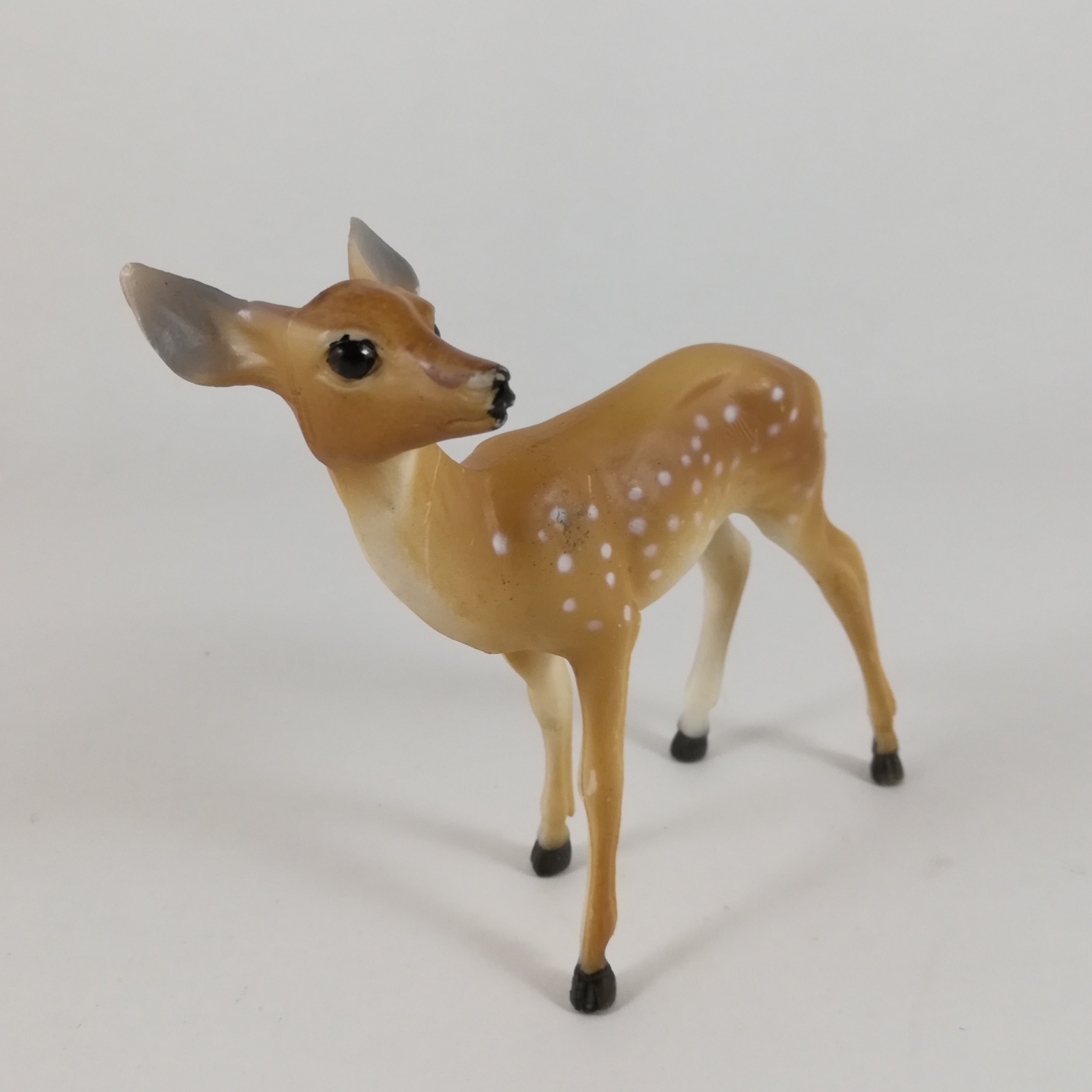 Vintage Hard Plastic Spotted Fawn Deer Figure #651 Hong Kong 4.25 Inch