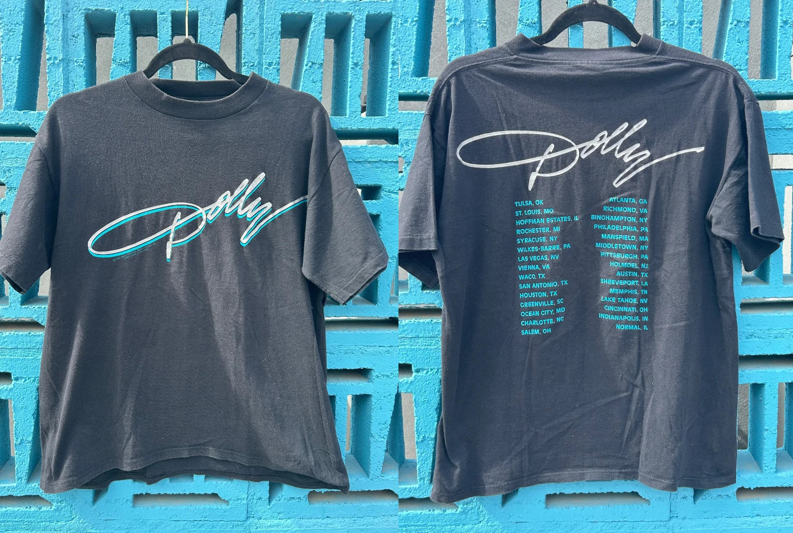 Vintage 1989 Dolly Parton Concert Tour Country Music Graphic Black T Shirt A208