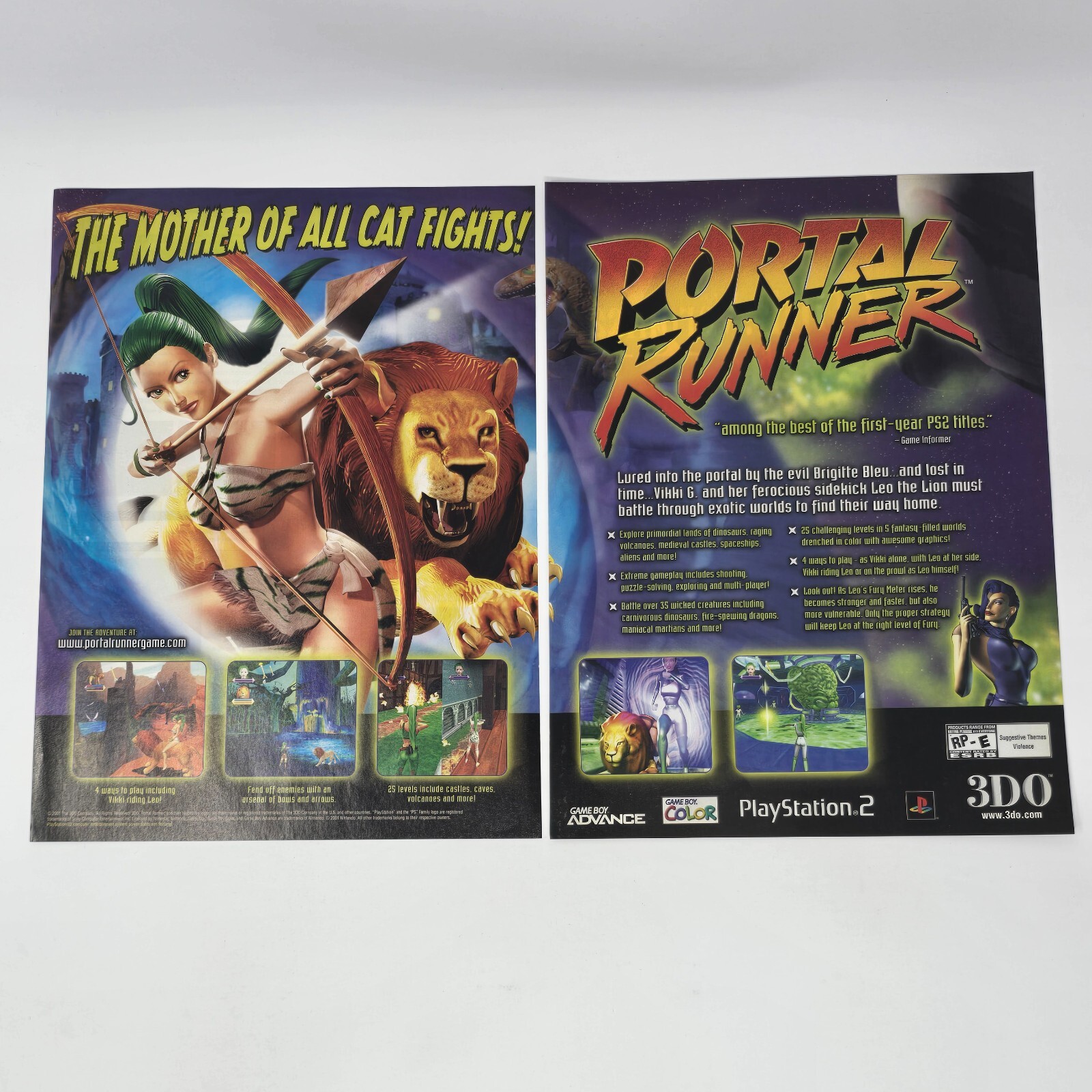 Portal Runner PS2 GameBoy Advance Color 3DO Cat Fights Print Ad/Poster Promo Art