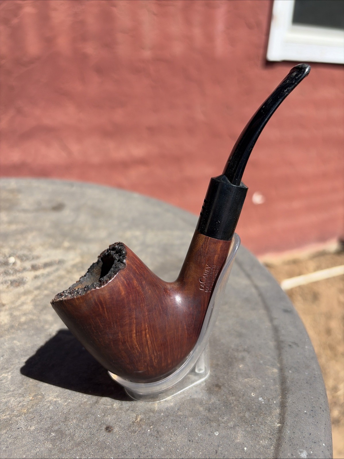 Vintage EA Carey Magic Straight Grain Plateau Rim Briar Estate Tobacco Pipe Rare