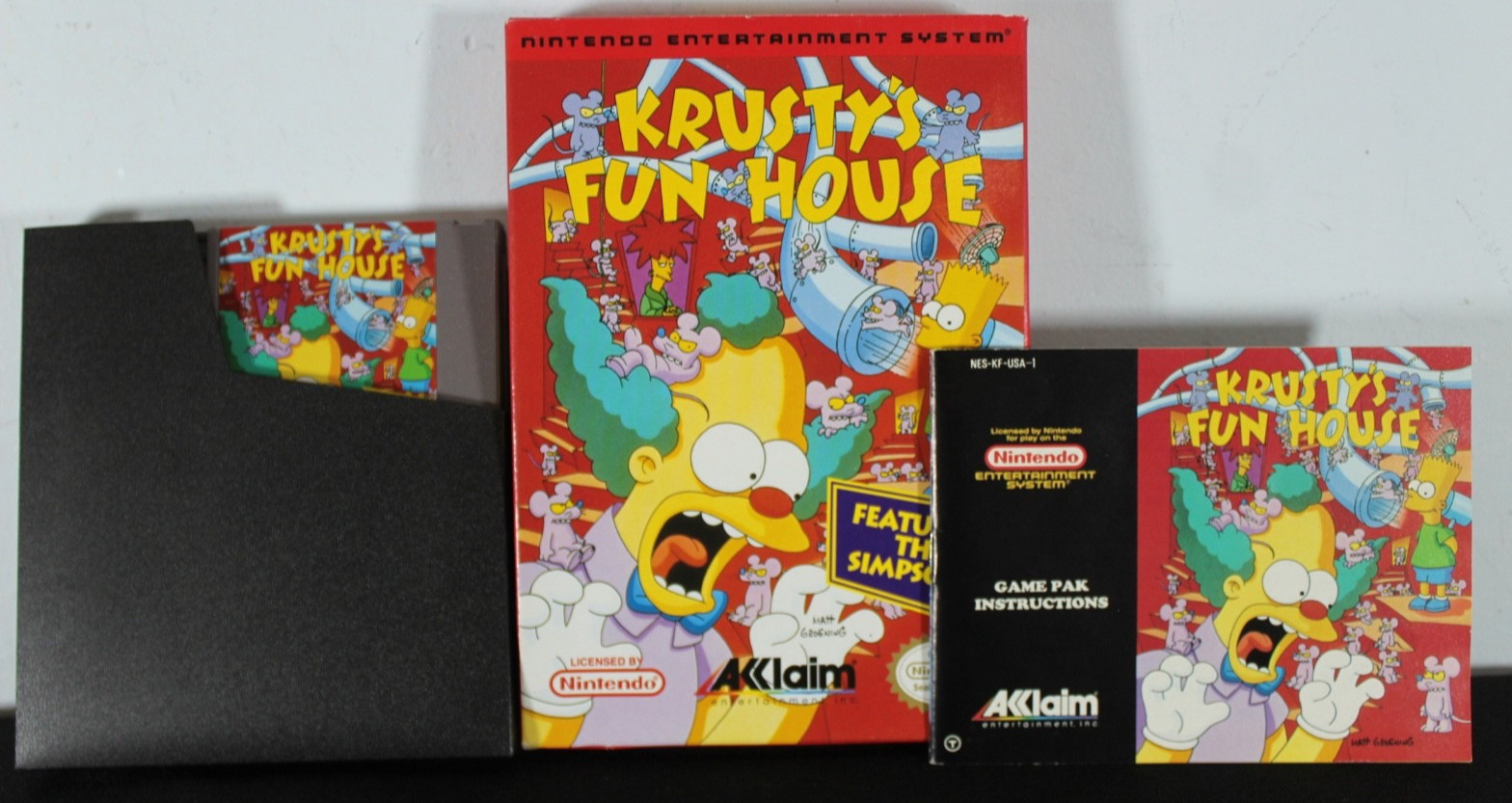 Nintendo NES: Krusty\'s Fun House Featuring The Simpsons AUTHENTIC Complete Works