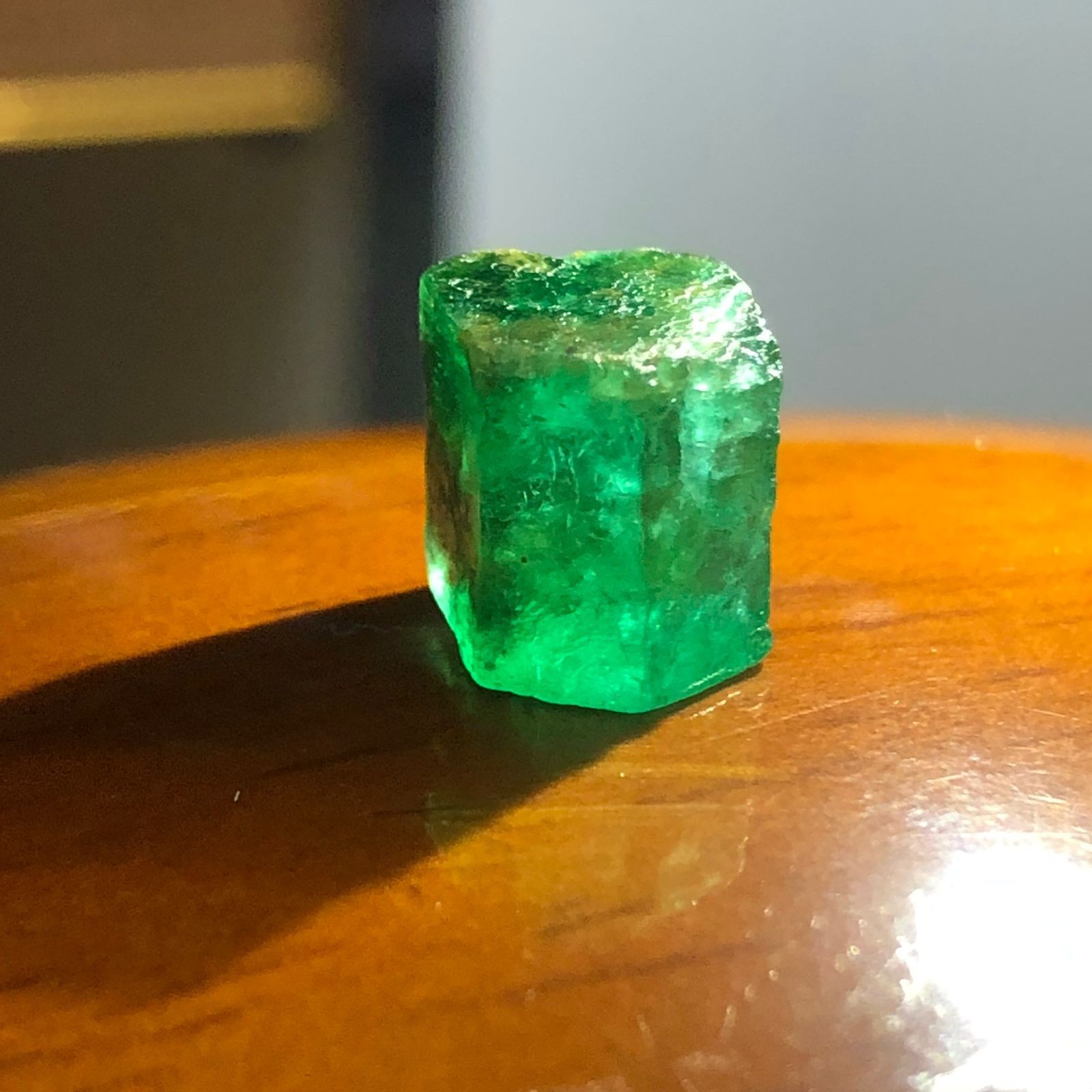 8.85 Carats Natural Rough Vivid Green Emerald Faceted Grade From Swat Pakistan