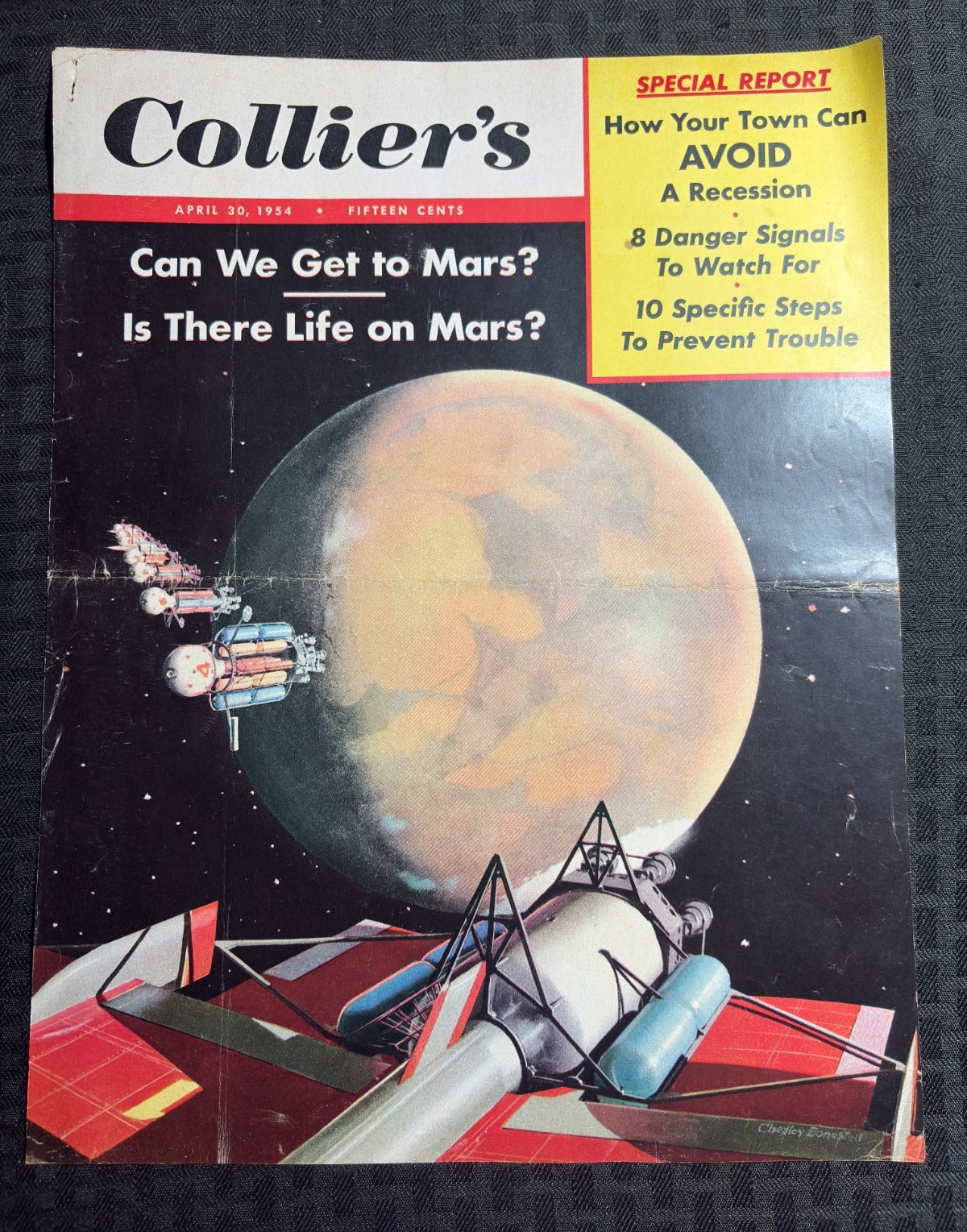 1954 April 30 COLLIER\'S Magazine G/VG 3.0 COVER ONLY Braun & Chesley Bonestell