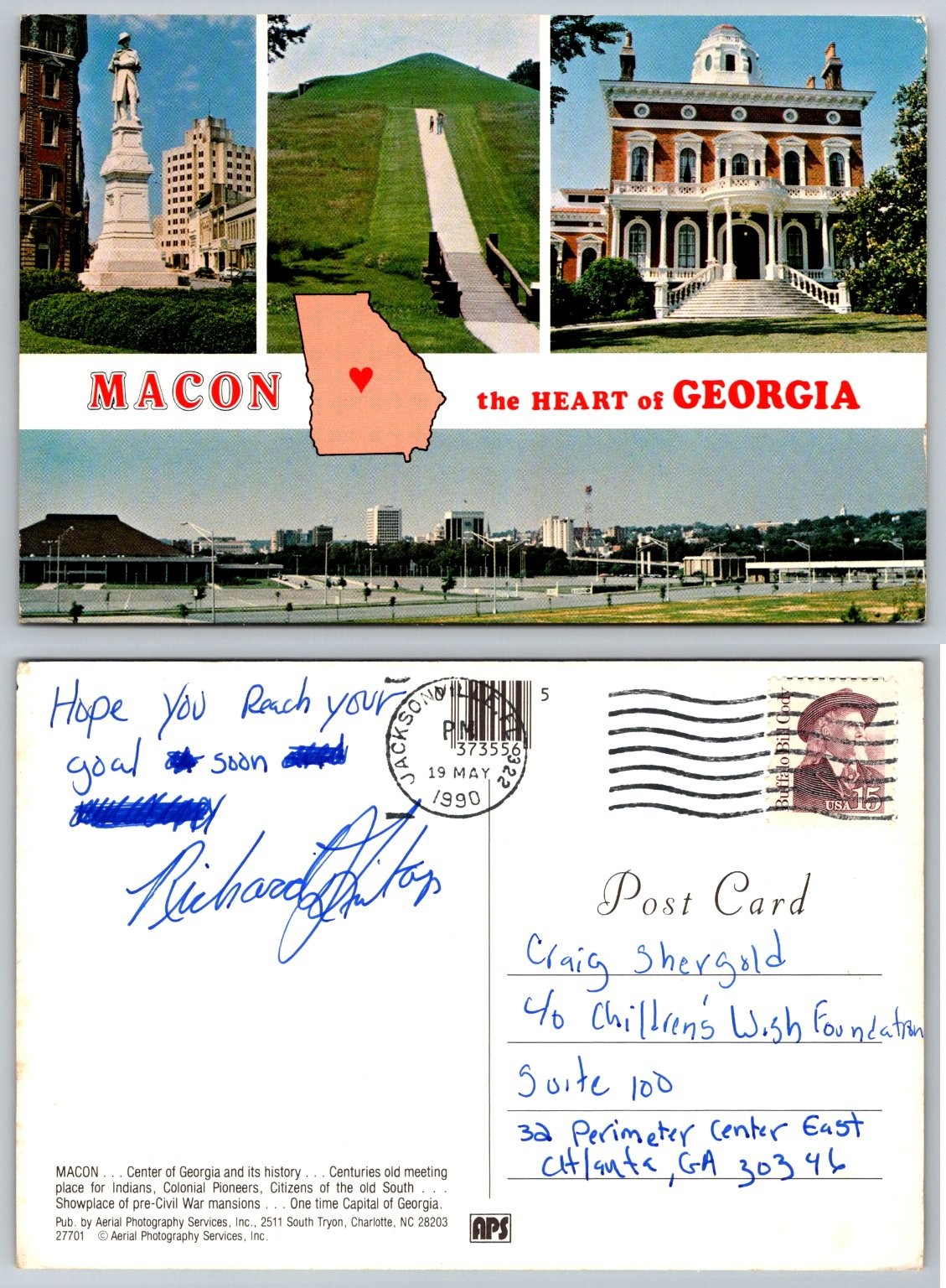 Vintage Postcard Macon Georgia Collage Ocmulgee Mounds City View 1990