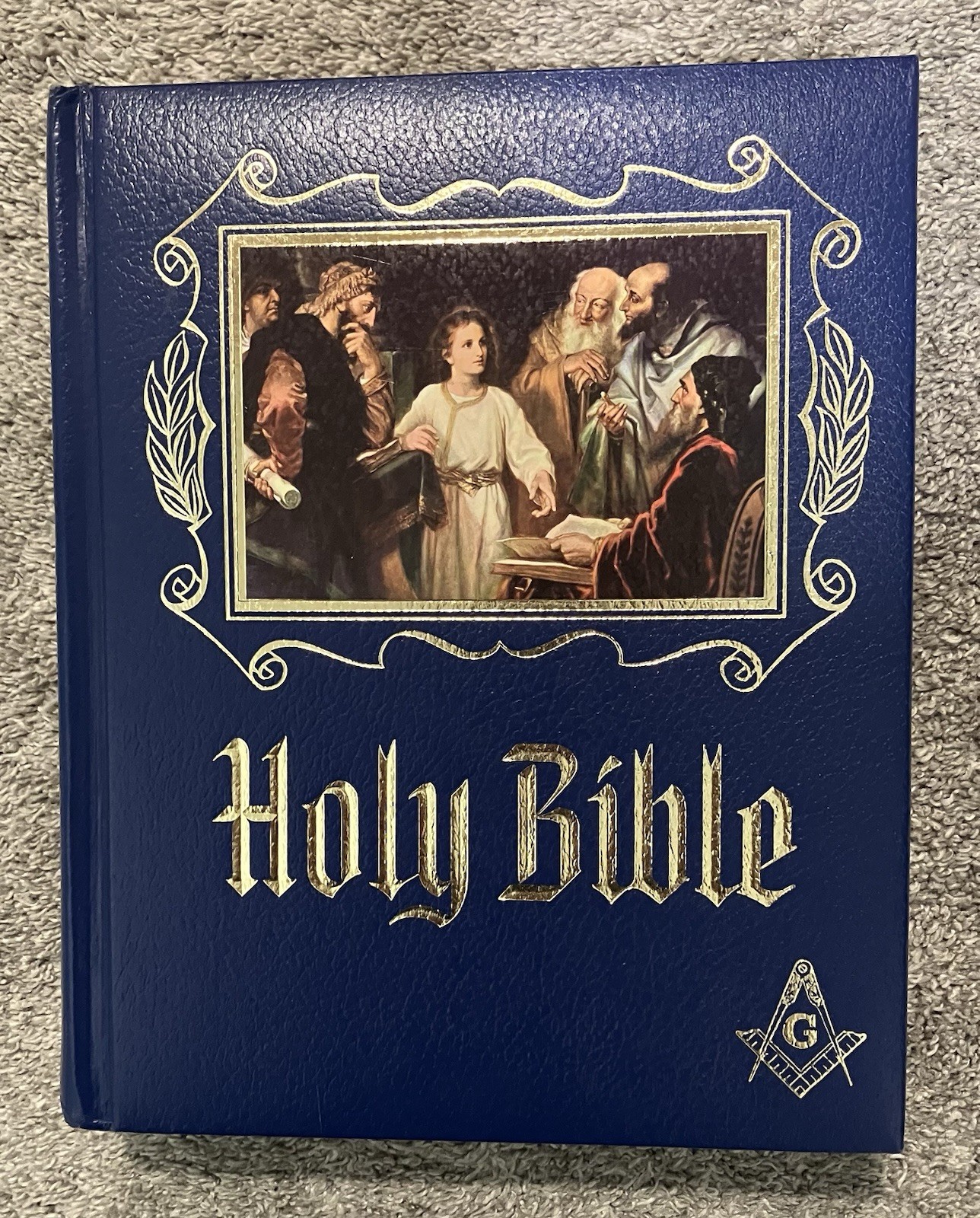 Masonic Freemason Large Holy Bible Blue Vintage Clean - Next Day Ship