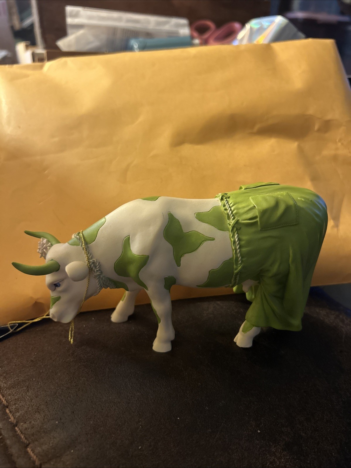 2002 Cow Parade #7251 Nice Jean The Green Holstein Figurine W/ Hangtag