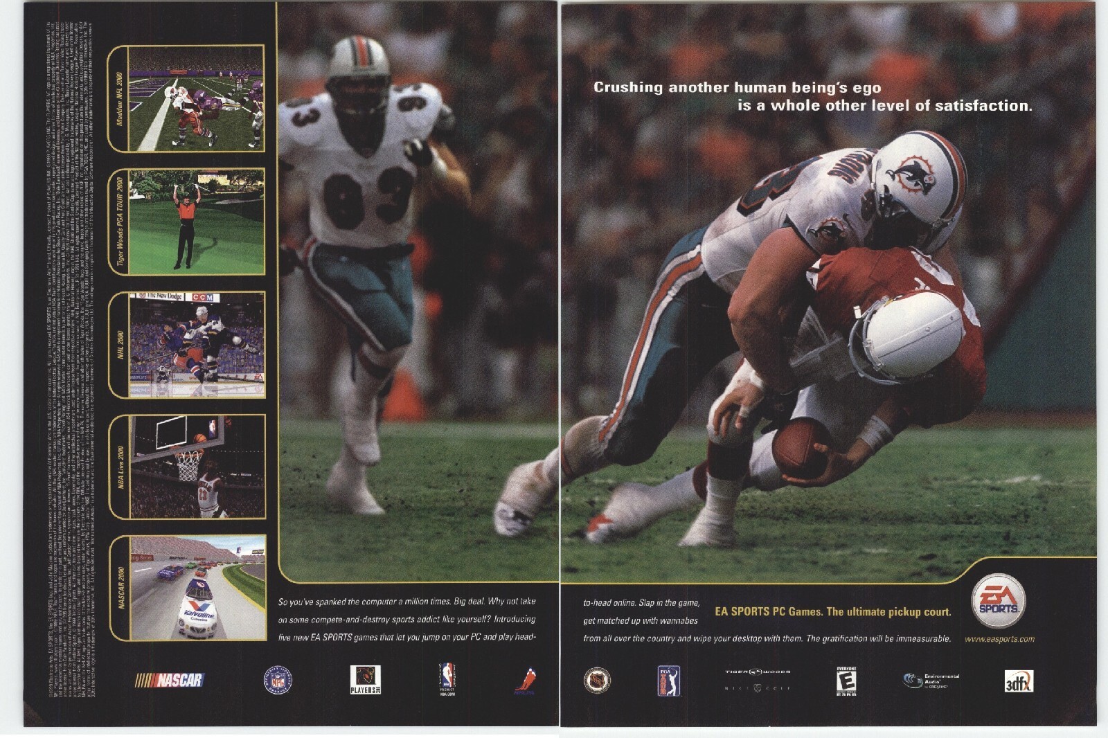 EA Sports PC Video Game Showcase Art 1999 Vintage Ad Miami Dolphins Poster 