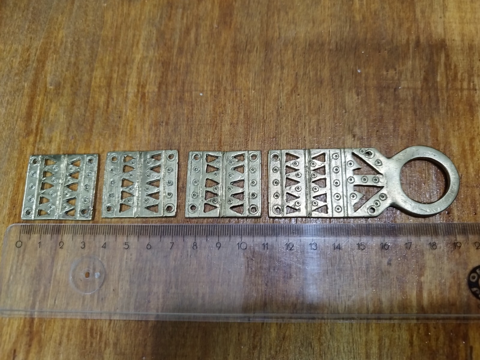 Handmade bronze thracian belt elements