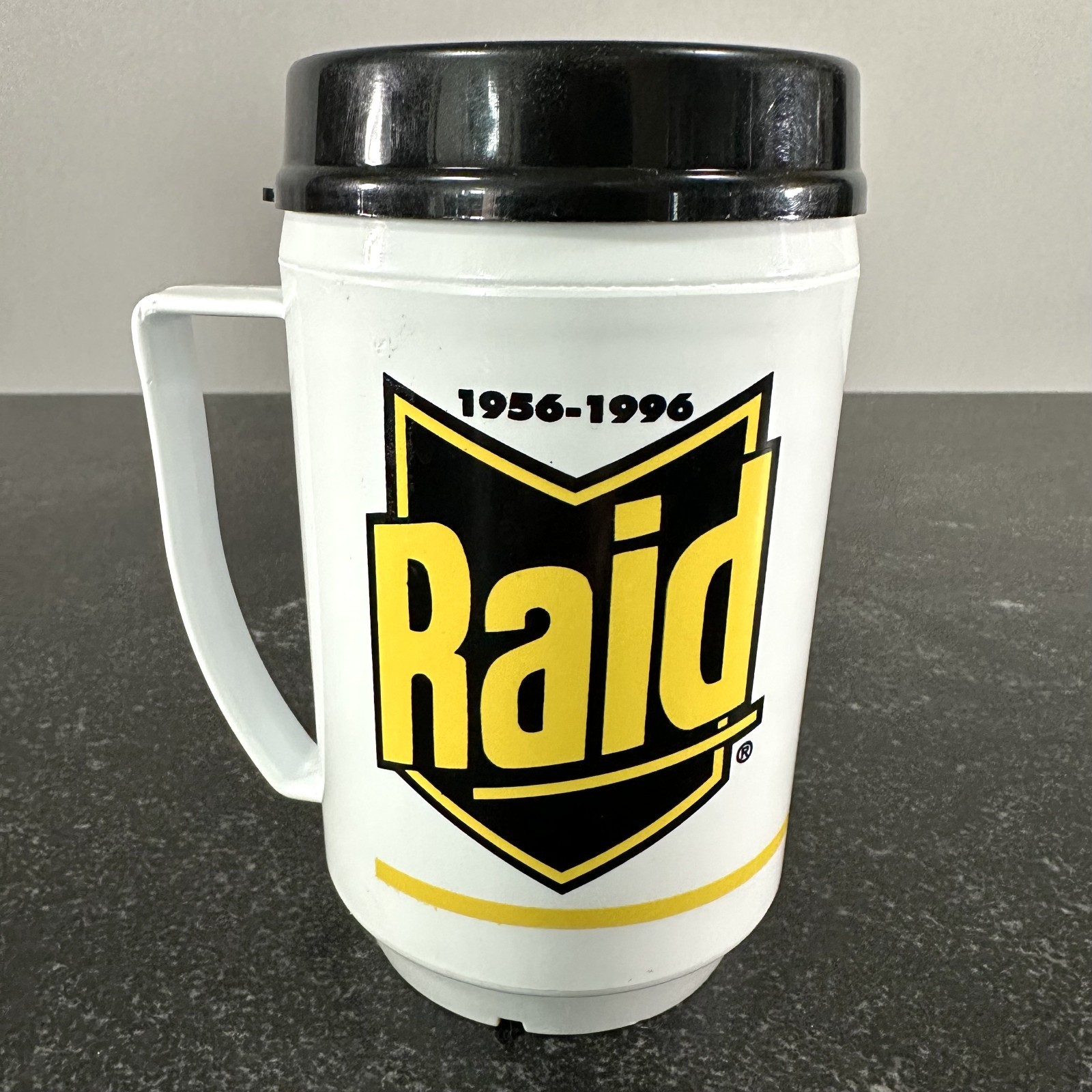 Vintage RAID 90\'s Advertising Travel Mug Cup Promotional Collectible