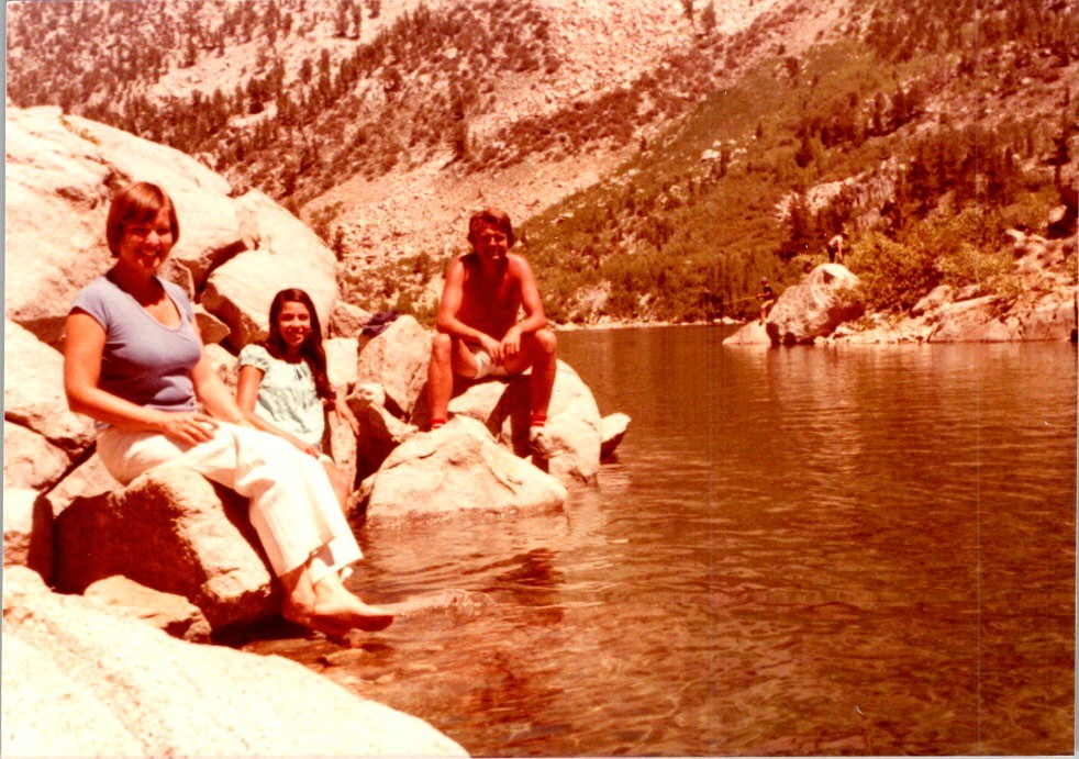 1977 Alpine Lake Leisure Photograph - Sierra Nevada Hikers & Mountain Reflection