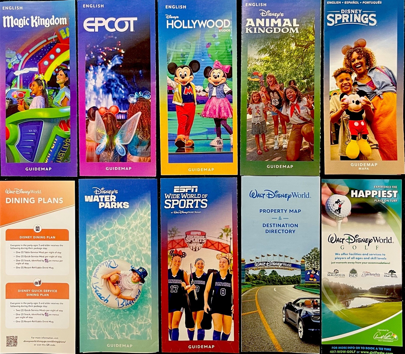 NEW 2026 Walt Disney World Theme Park Guide Maps 10 Maps + Dining , Golf