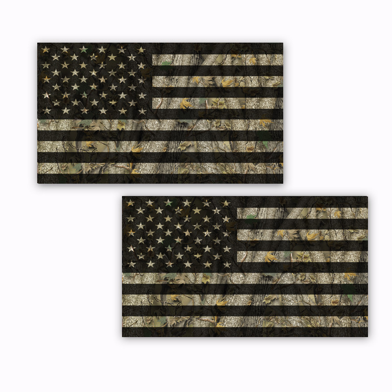 Camo American Flag Stickers Vehicle Decals Forest 2 Pack  12
