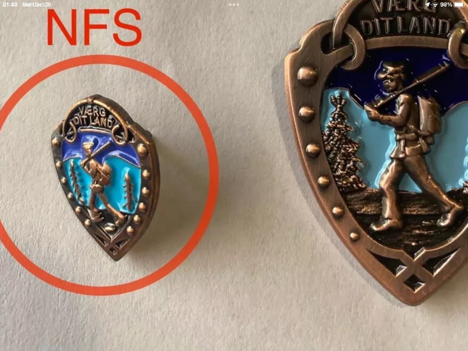 Norwegian Foot March Badge 1 1/2 Inch  (Bronze) Rare 