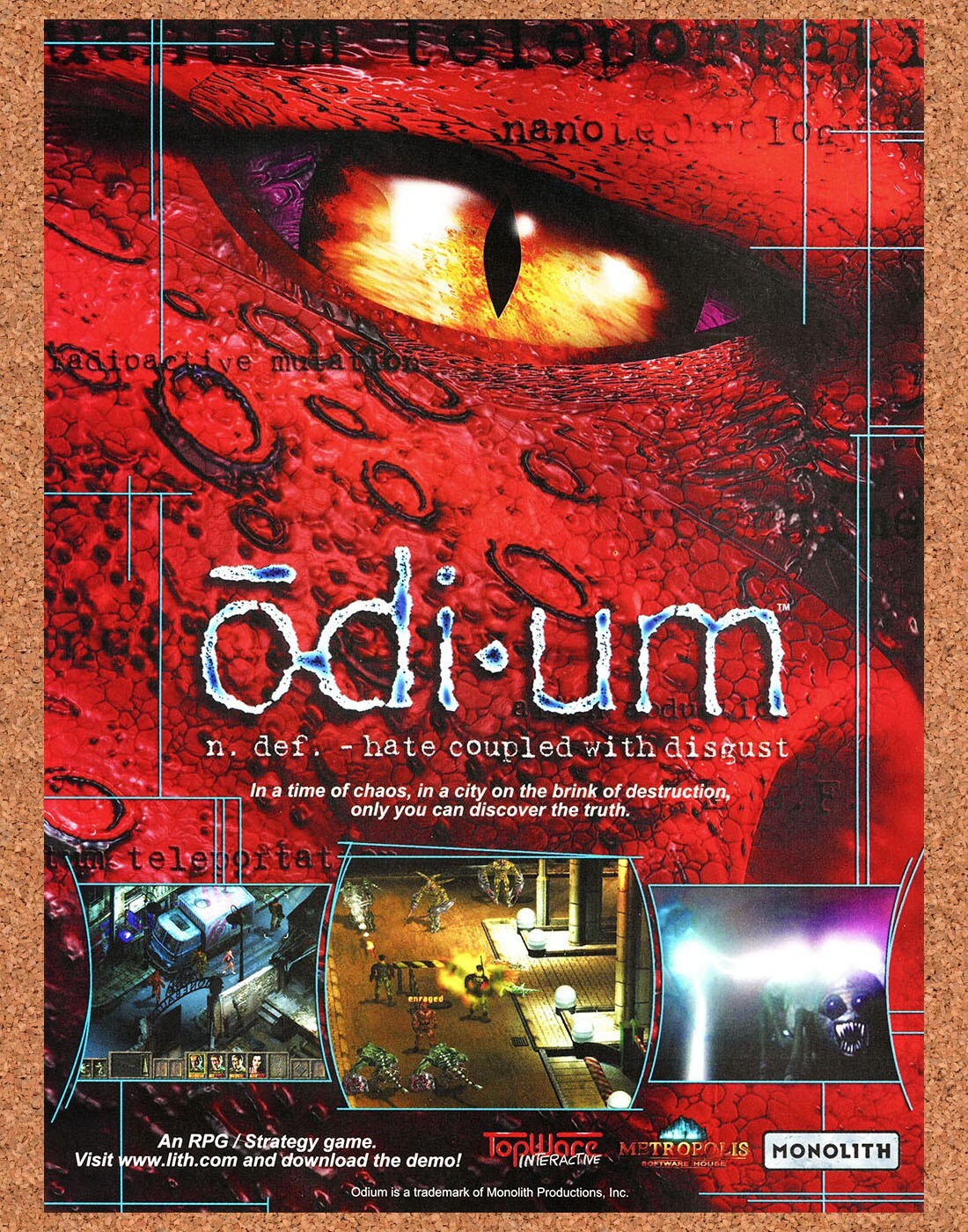 Odium PC Original 1998 Ad Authentic Gorky 17 Horror Conspiracy Video Game Promo